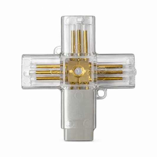 X-Eckverbinder mit Stromkabel-Adapter